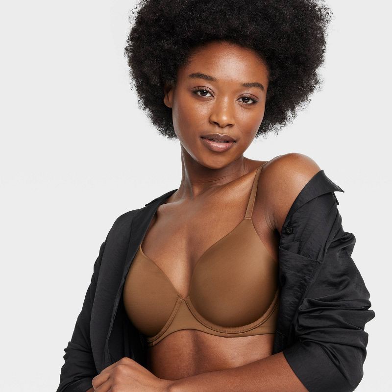 slide 3 of 6, Women's Lightly Lined Full Coverage Bra - Auden™ Sandbank Brown 36C: Adjustable Straps, Underwire, Knit Fabric, 1 ct