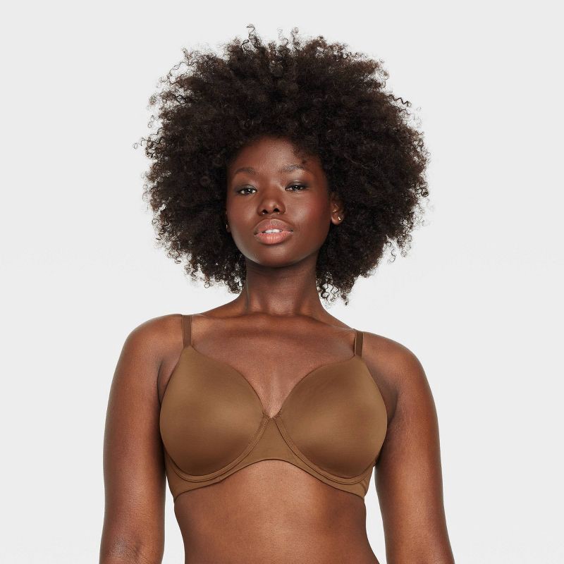 slide 4 of 6, Women's Lightly Lined Full Coverage Bra - Auden™ Sandbank Brown 40D: Adjustable Straps, Molded Underwire, Knit Fabric, 1 ct