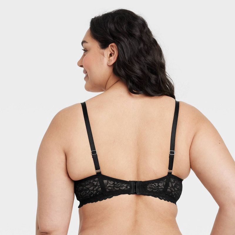 slide 5 of 7, Women's Lace Unlined Balconette Bra - Auden™ Black 34A: Adjustable Strap, Underwire, Semi-Opaque, 1 ct