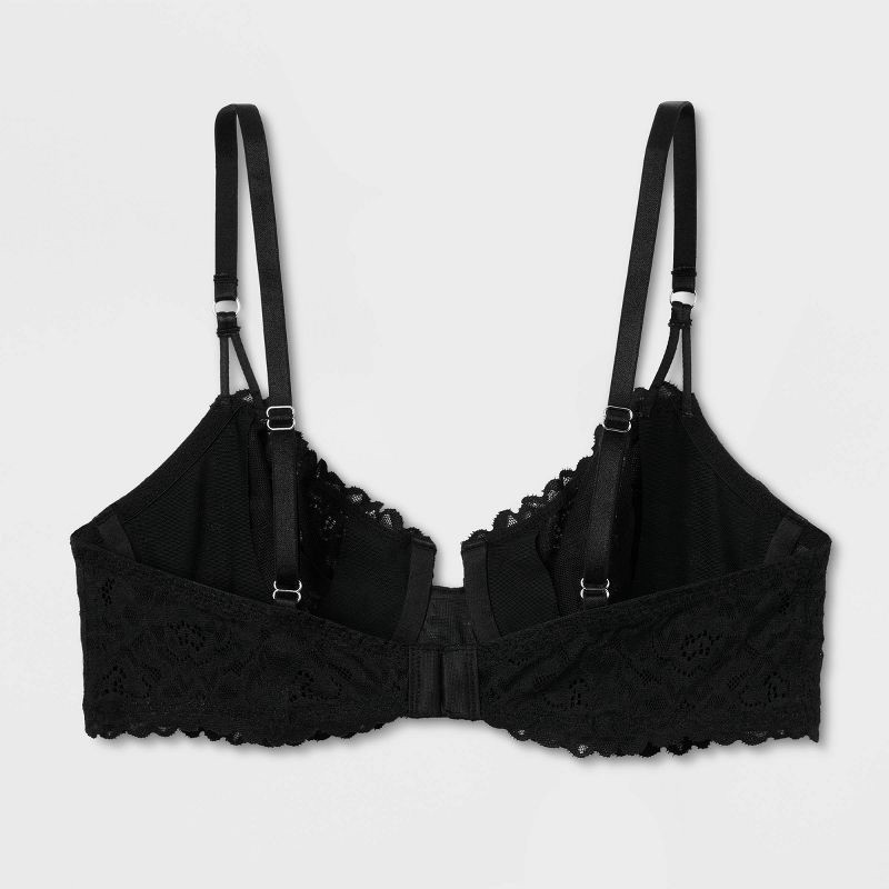 slide 7 of 7, Women's Lace Unlined Balconette Bra - Auden™ Black 38B: Adjustable Strap, Back Hook Fastener, Underwire, Hand Wash, 1 ct