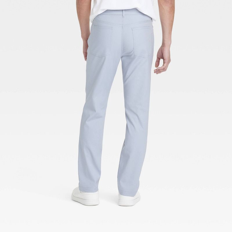 slide 2 of 3, Men's Comfort Wear Slim Fit 5-Pocket Pants - Goodfellow & Co™ - Light Gray 38x32: Midweight Cotton Blend, Stretch, Mid Rise, 1 ct