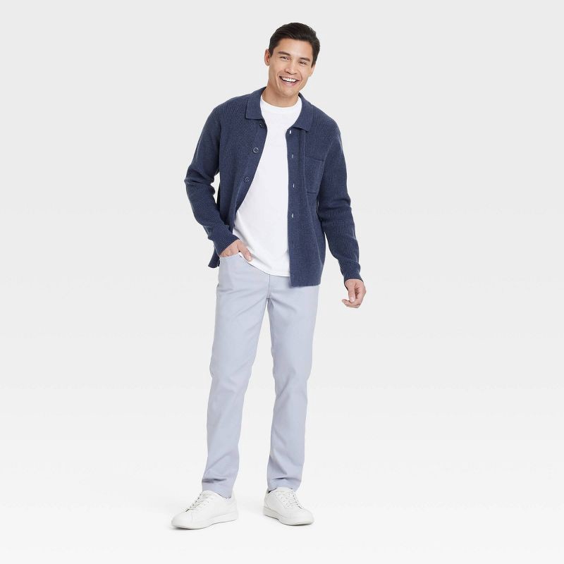 slide 3 of 3, Men's Comfort Wear Slim Fit 5-Pocket Pants - Goodfellow & Co™ - Light Gray 38x32: Midweight Cotton Blend, Stretch, Mid Rise, 1 ct