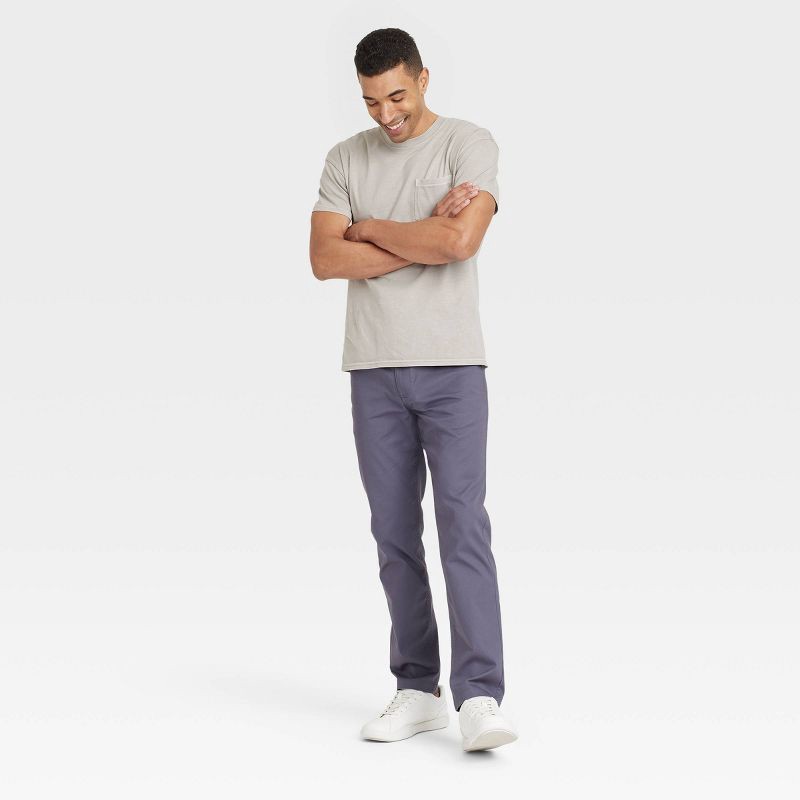 slide 3 of 3, Men's Comfort Wear Slim Fit 5-Pocket Pants - Goodfellow & Co™ - Gray 30x32: Midweight, Stretch, Woven, 1 ct