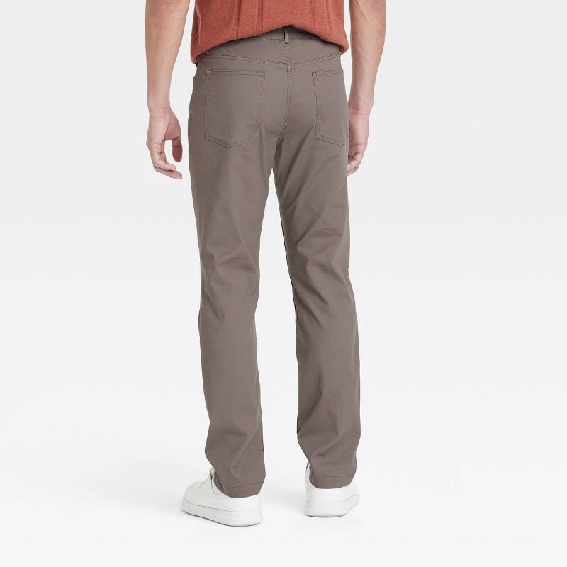 slide 2 of 3, Men's Comfort Wear Slim Fit 5-Pocket Pants - Goodfellow & Co™ - Brown 30x30: Midweight, Stretch, Woven, 1 ct