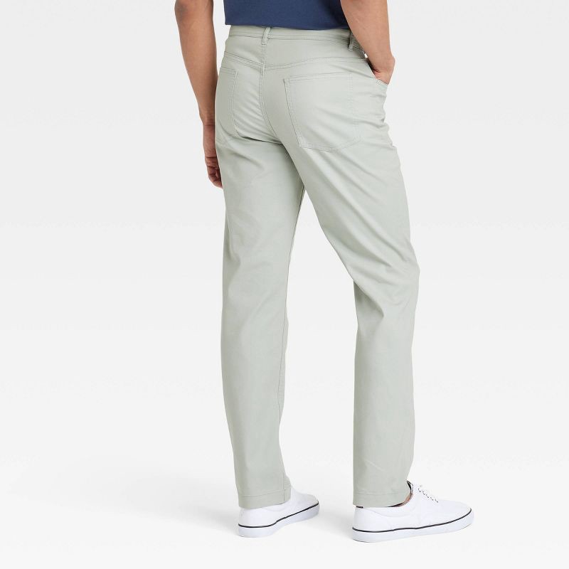 slide 2 of 3, Men's Comfort Wear Slim Fit 5-Pocket Pants - Goodfellow & Co™ - Green 30x30: Midweight, Stretch, Woven, 1 ct