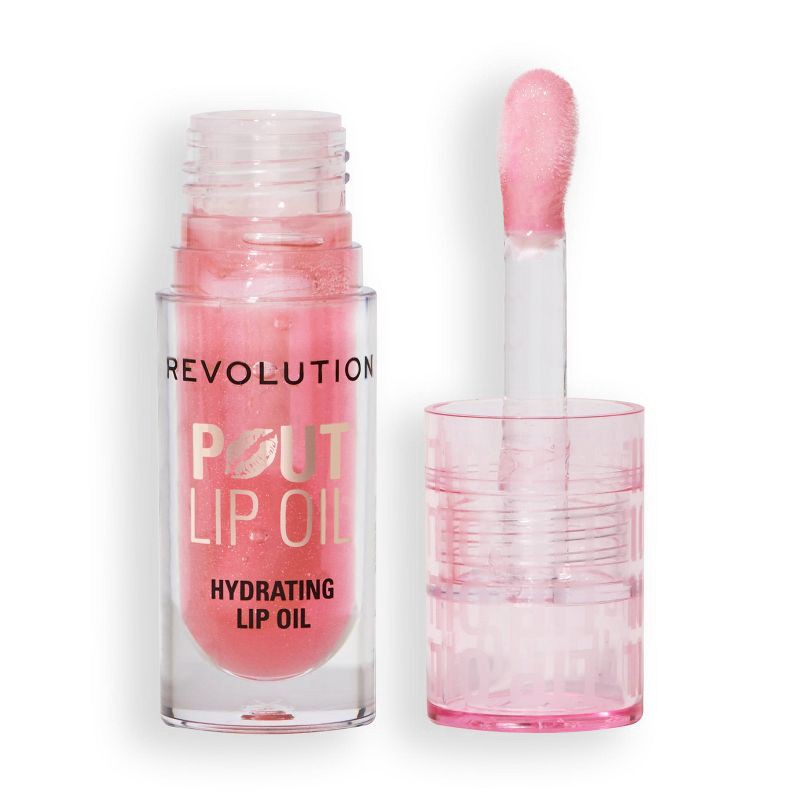slide 1 of 7, Makeup Revolution Pout Lip Oil - Glam Pink Shimmer - 0.1oz, 0.1 oz