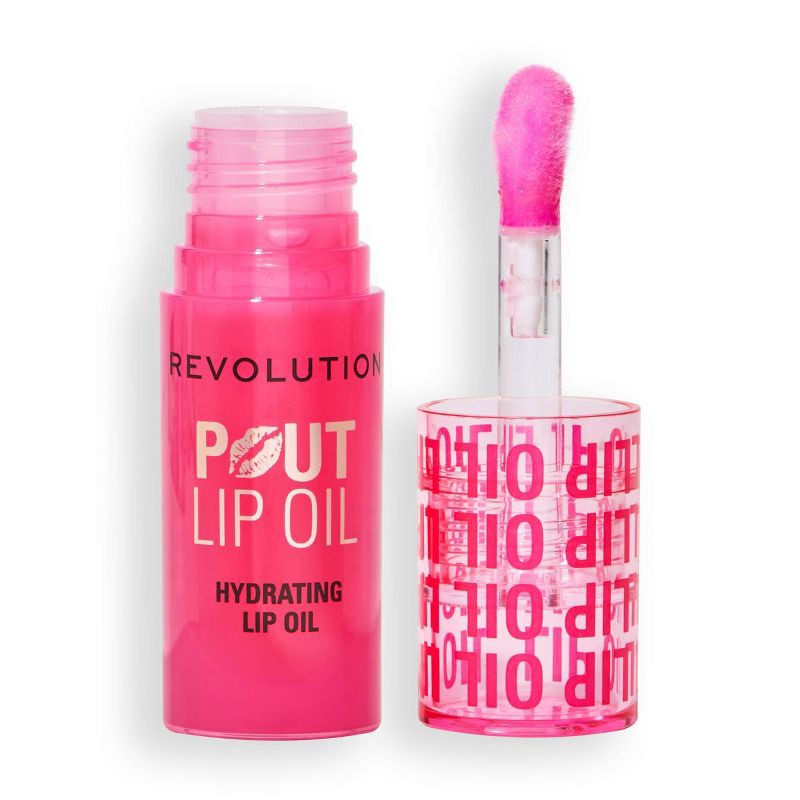 slide 1 of 7, Makeup Revolution Pout Lip Oil - Watermelon Pink - 0.1oz, 0.1 oz