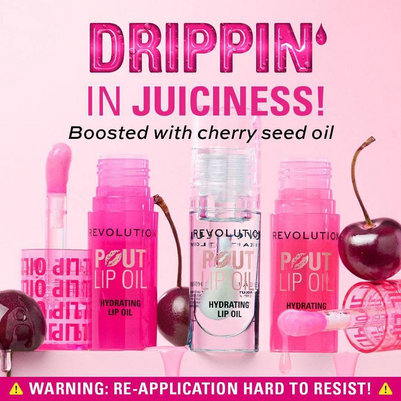 slide 6 of 7, Makeup Revolution Pout Lip Oil - Raspberry Pink- 0.1oz, 0.1 oz