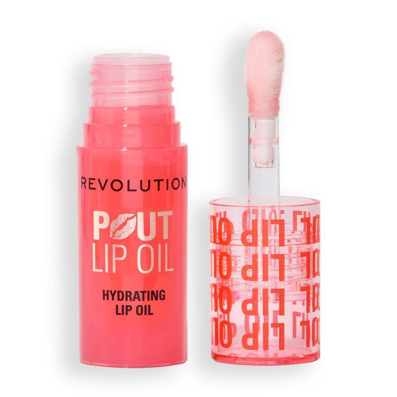 slide 1 of 7, Makeup Revolution Pout Lip Oil - Juicy Peach - 0.1oz, 0.1 oz