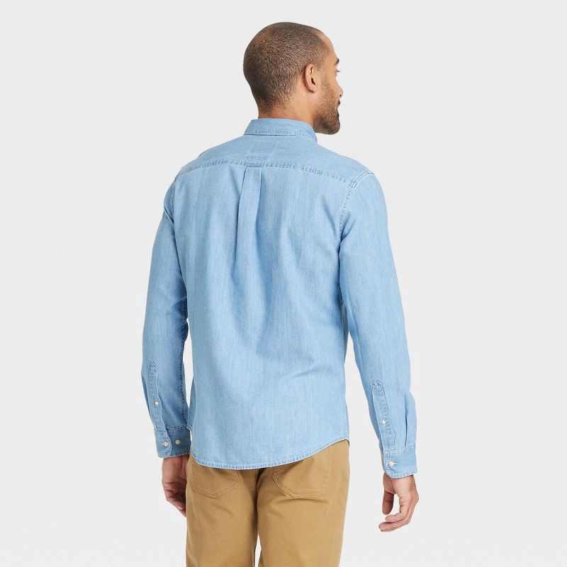 slide 2 of 3, Men's Every Wear Long Sleeve Denim Shirt - Goodfellow & Co™ Blue L, 1 ct