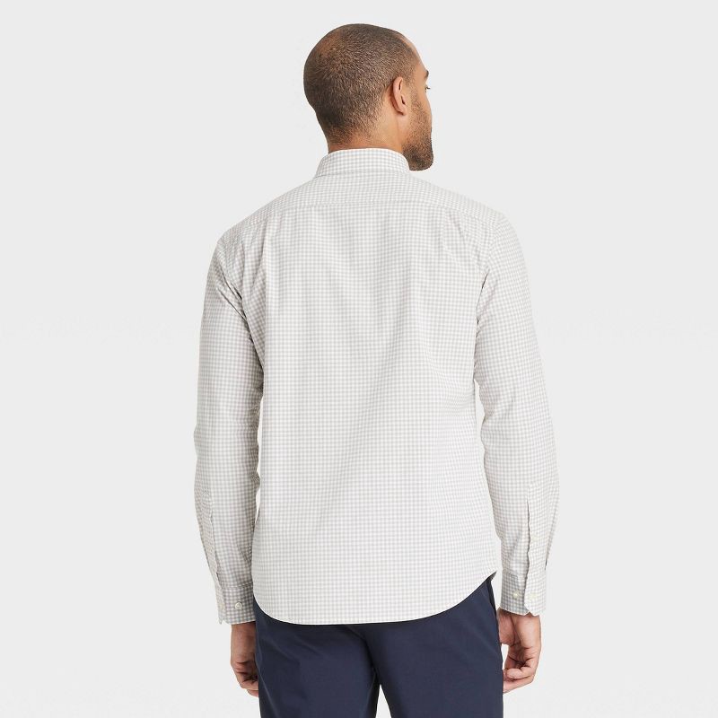slide 2 of 3, Men's Long Sleeve Poplin Shirt - Goodfellow & Co™ Light Gray L: Button Down Collar, 1 ct
