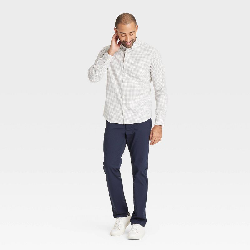 slide 3 of 3, Men's Long Sleeve Poplin Shirt - Goodfellow & Co™ Light Gray L: Button Down Collar, 1 ct
