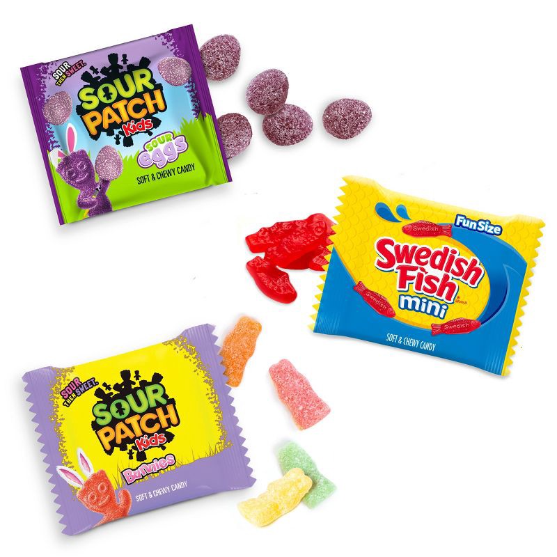 slide 4 of 14, Swedish Fish, Sour Patch Kids' Easter Sour Eggs Candy Variety Pack - 36.1oz/80ct, 36.1 oz, 80 ct
