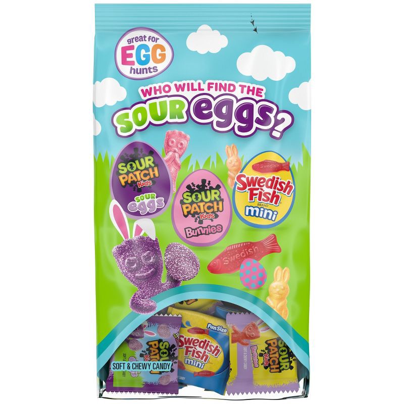 slide 1 of 14, Swedish Fish, Sour Patch Kids' Easter Sour Eggs Candy Variety Pack - 36.1oz/80ct, 36.1 oz, 80 ct