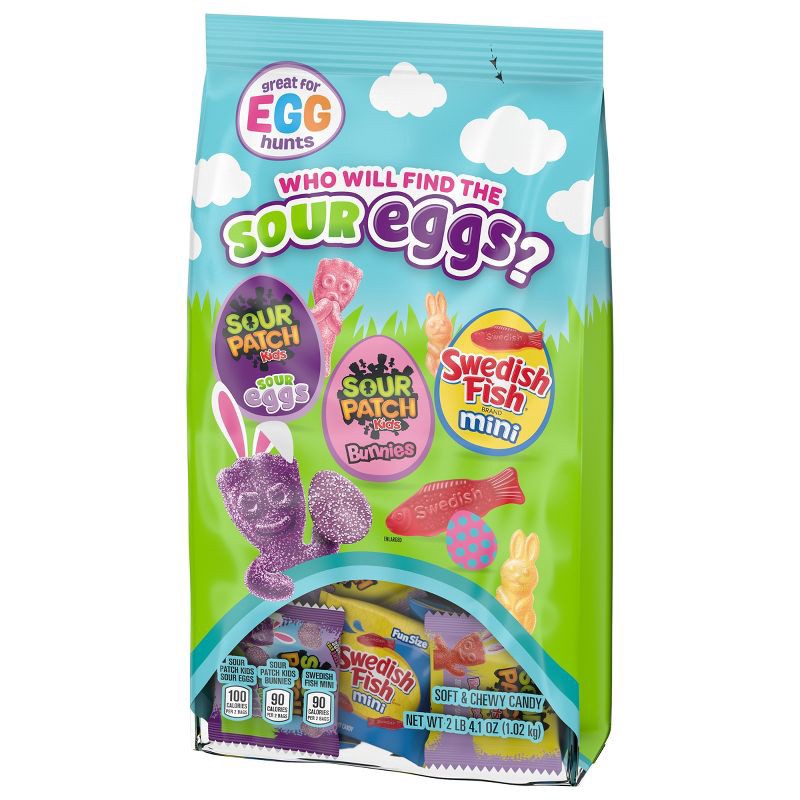 slide 9 of 14, Swedish Fish, Sour Patch Kids' Easter Sour Eggs Candy Variety Pack - 36.1oz/80ct, 36.1 oz, 80 ct