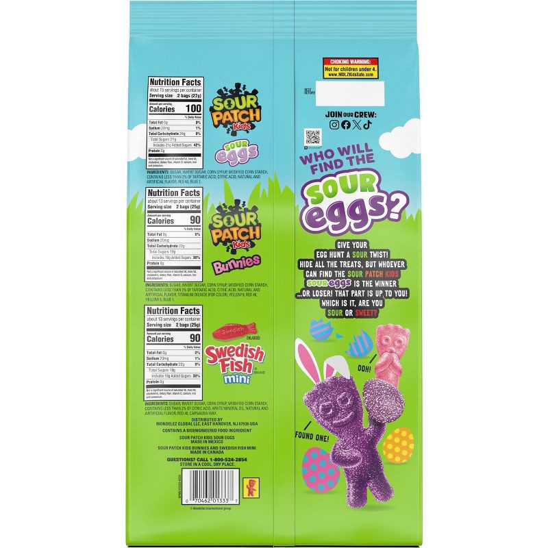 slide 10 of 14, Swedish Fish, Sour Patch Kids' Easter Sour Eggs Candy Variety Pack - 36.1oz/80ct, 36.1 oz, 80 ct