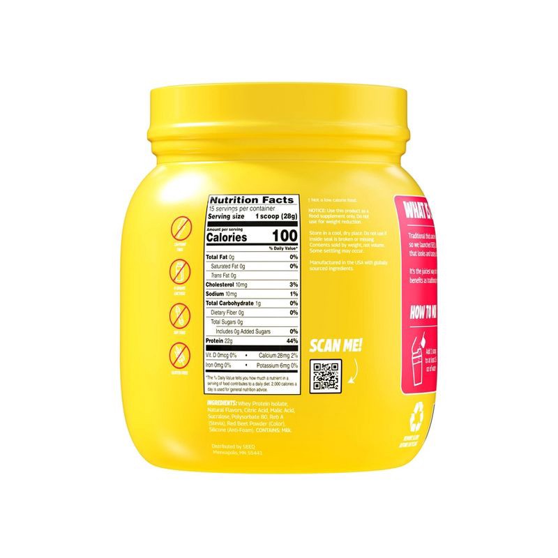 slide 2 of 6, Seeq Clear Protein Powder - Strawberry Lemonade - Whey Protein Isolate - 15 Servings, 15 servings