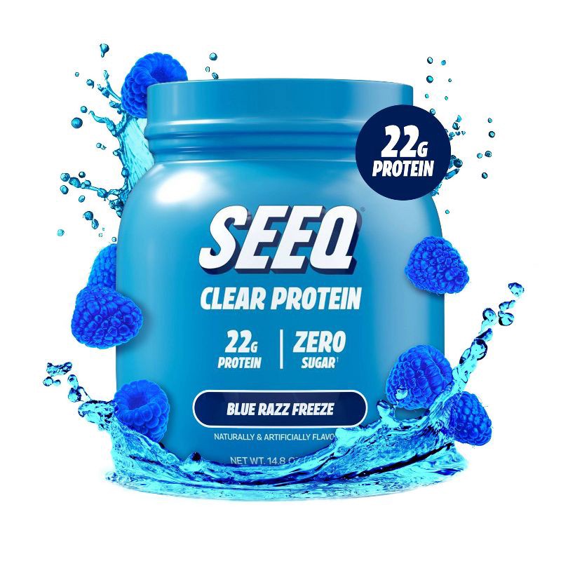 slide 1 of 7, Seeq Clear Protein Powder - Blue Razz Freeze - Whey Protein Isolate - 15 Servings, 15 servings