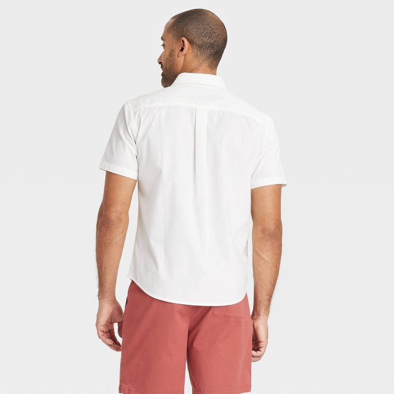 slide 2 of 3, Men's Short Sleeve Poplin Shirt - Goodfellow & Co™ Heathered White XXL: Cotton-Spandex Blend, Front Pocket, 1 ct