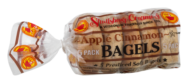 slide 1 of 1, Shullsburg Creamery Apple Cinnamon Bagels, 5 ct