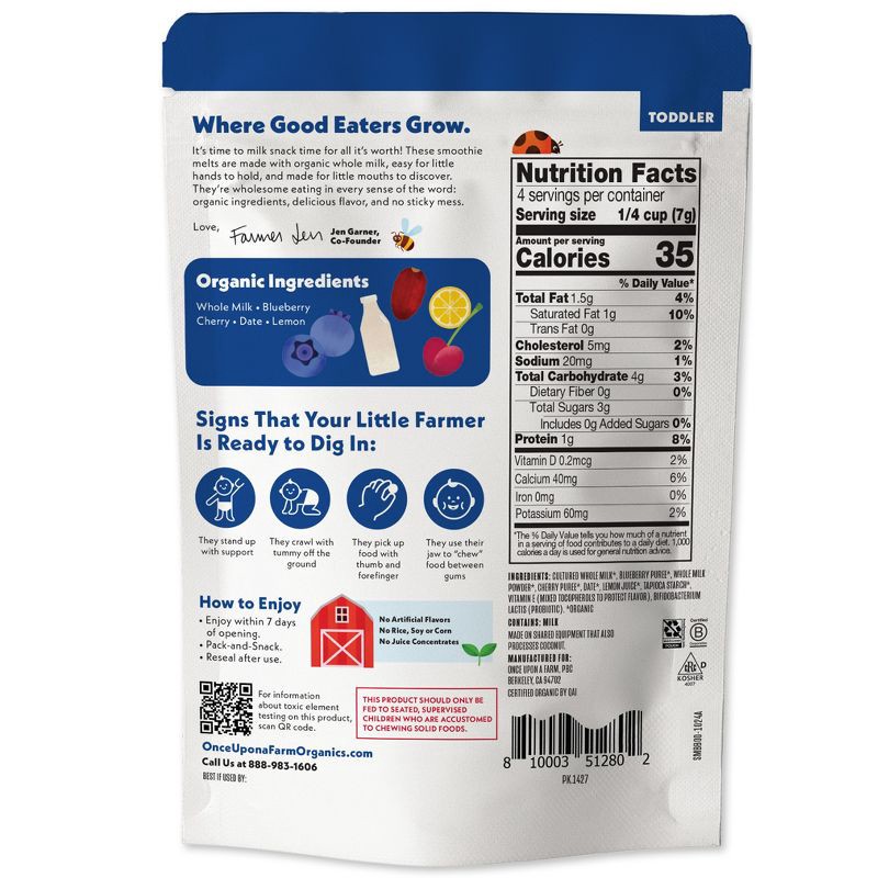 slide 2 of 10, Once Upon a Farm Organic Smoothie Melts Baby Snacks - Berry Burst - 1oz, 1 oz