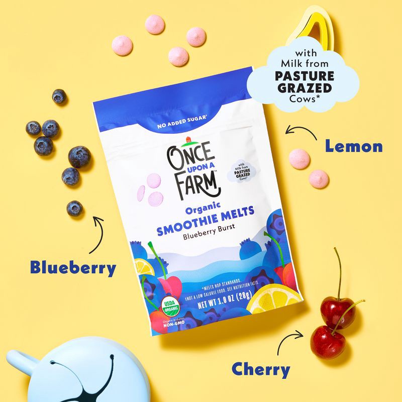 slide 5 of 10, Once Upon a Farm Organic Smoothie Melts Baby Snacks - Berry Burst - 1oz, 1 oz