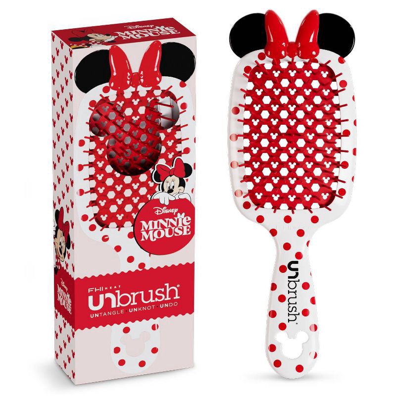 slide 1 of 3, UNbrush Minnie Mouse Detangling Hair Brush - White, 1 ct