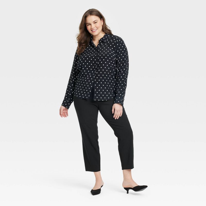 slide 3 of 3, Women's High-Rise Skinny Ankle Pull-On Pants - A New Day™ Black 17: Midweight Stretch Woven, Plus Size, 1 ct