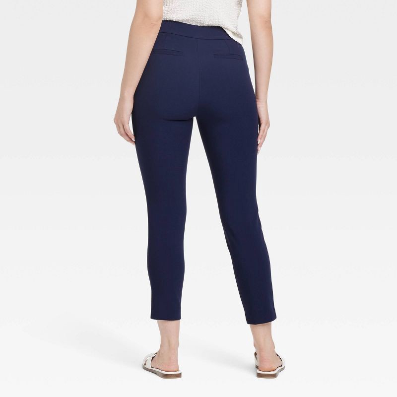 slide 2 of 3, Women's High-Rise Skinny Ankle Pull-On Pants - A New Day™ Navy 14: Recycled Polyester, Elastic Waistband, 1 ct
