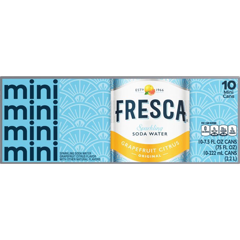 slide 3 of 7, Fresca Grapefruit Citrus Sparkling Soda Water - 10pk/7.5 fl oz Mini-Cans, 10 ct; 7.5 fl oz