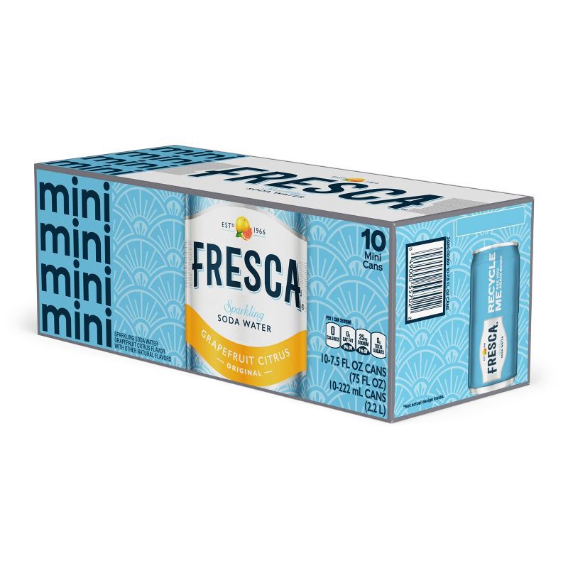 slide 4 of 7, Fresca Grapefruit Citrus Sparkling Soda Water - 10pk/7.5 fl oz Mini-Cans, 10 ct; 7.5 fl oz