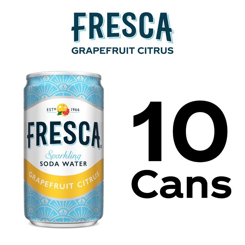 slide 6 of 8, Fresca Grapefruit Citrus Sparkling Soda Water - 10pk/7.5 fl oz Mini-Cans, 10 ct; 7.5 fl oz