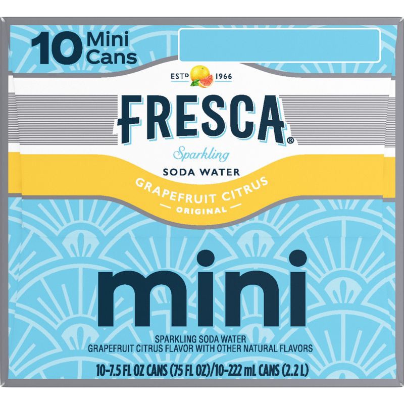 slide 6 of 7, Fresca Grapefruit Citrus Sparkling Soda Water - 10pk/7.5 fl oz Mini-Cans, 10 ct; 7.5 fl oz