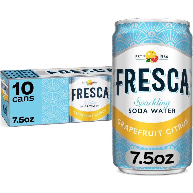 slide 1 of 8, Fresca Grapefruit Citrus Sparkling Soda Water - 10pk/7.5 fl oz Mini-Cans, 10 ct; 7.5 fl oz