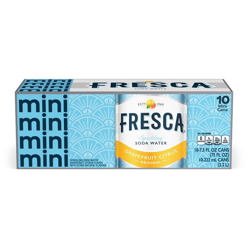 slide 1 of 7, Fresca Grapefruit Citrus Sparkling Soda Water - 10pk/7.5 fl oz Mini-Cans, 10 ct; 7.5 fl oz