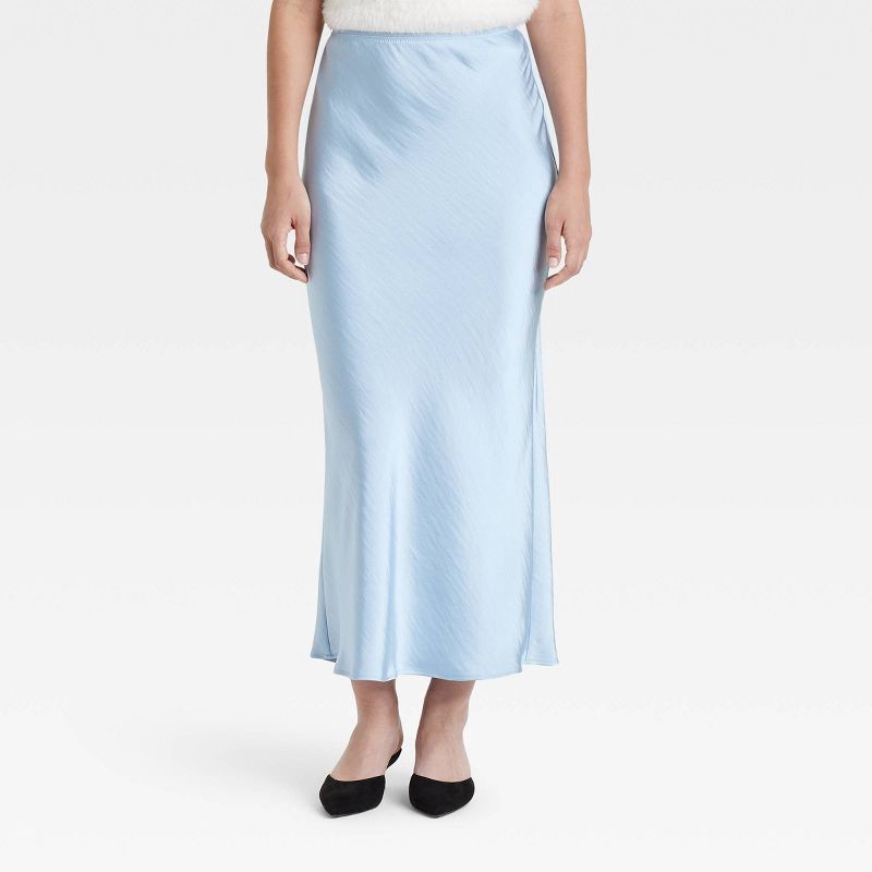 slide 1 of 3, Women's Maxi Slip Skirt - A New Day™ Blue M, 1 ct