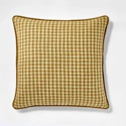Threshold designed w/Studio McGee 20"x20" Gingham and Velvet Reverse Throw Pillow Olive - Threshold™ designed with Studio McGee