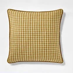 Threshold designed w/Studio McGee 20"x20" Gingham and Velvet Reverse Throw Pillow Olive - Threshold™ designed with Studio McGee