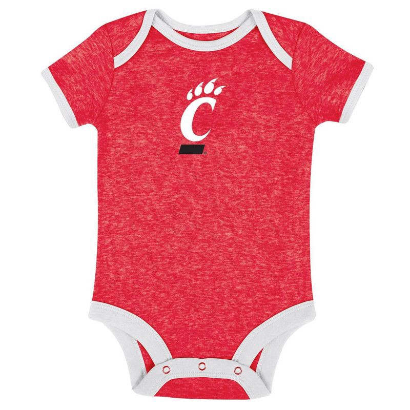 slide 3 of 7, NCAA Cincinnati Bearcats Infant Girls' 3pk Bodysuit - 0-3M: Cotton-Polyester Blend, Snap Closure, 3 ct