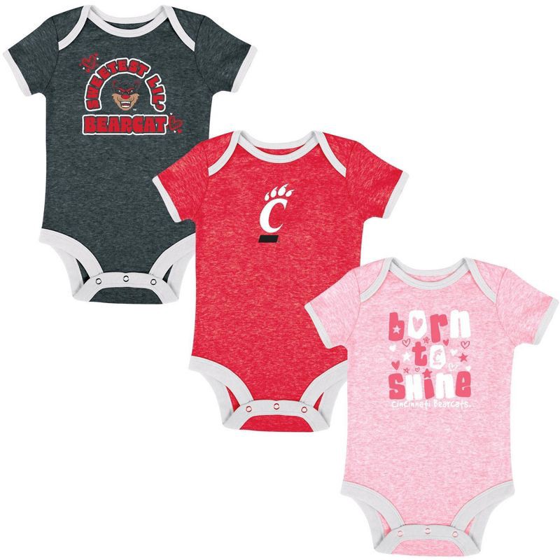 slide 7 of 7, NCAA Cincinnati Bearcats Infant Girls' 3pk Bodysuit - 3-6M, 3 ct