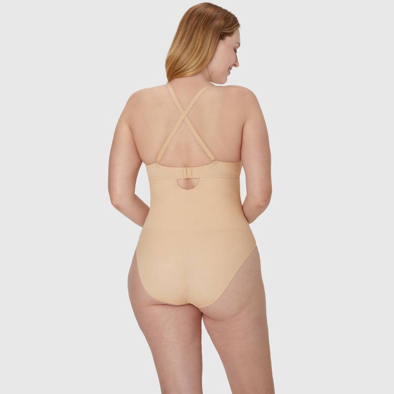 slide 4 of 5, Maidenform Women's Extra Firm Control All-In-One Bodysuit SES853 - Almond 2XL: Nylon Spandex Knit Shapewear, Waist Slimming, 1 ct