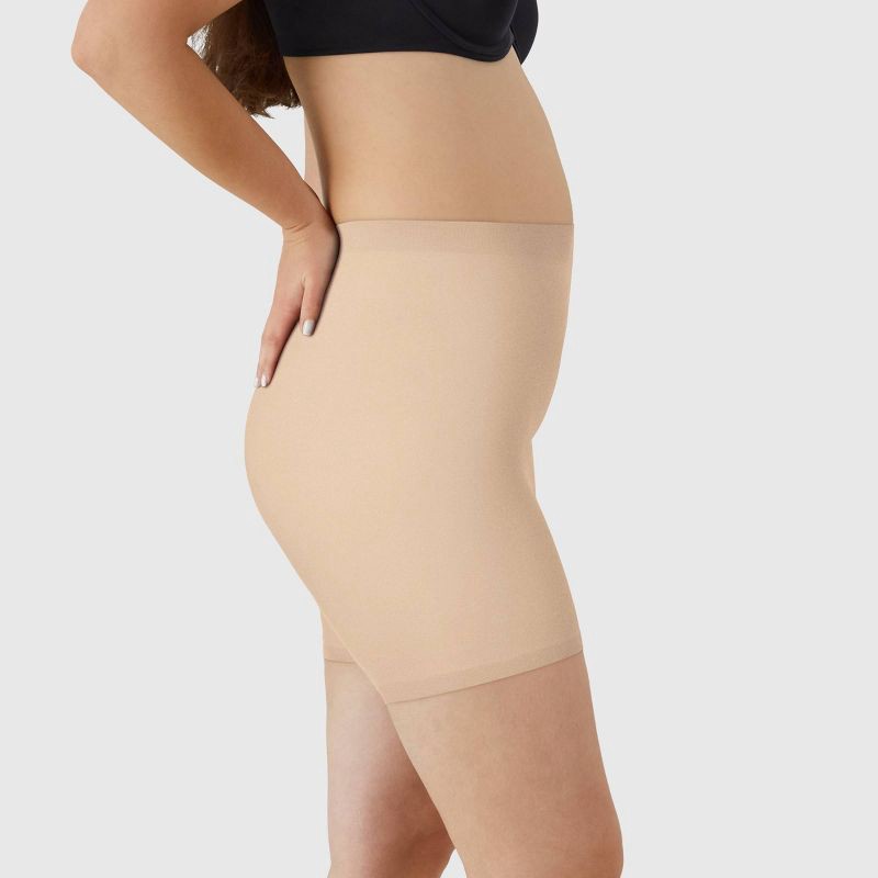 slide 3 of 7, Maidenform Women's 2pk Light Control Shaping Girl Shorts SES856 - Black/Almond S: Tummy Slimming Shapewear, Double-Layered Knit, 2 ct