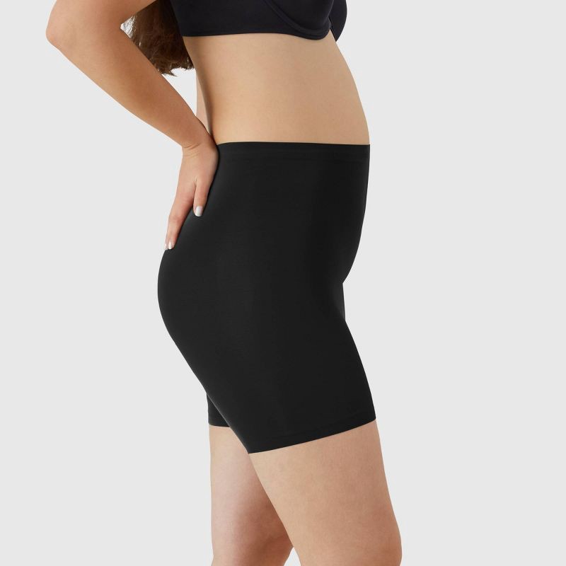 slide 6 of 7, Maidenform Women's 2pk Light Control Shaping Girl Shorts SES856 - Black/Almond S: Tummy Slimming Shapewear, Double-Layered Knit, 2 ct