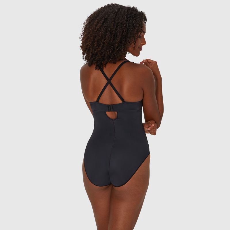 slide 4 of 5, Maidenform Women's Extra Firm Control All-In-One Bodysuit SES853 - Black M: Nylon & Spandex, Pull-On, Double-Layered, Waist Slimming, 1 ct