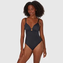 Maidenform Women's Extra Firm Control All-In-One Bodysuit SES853 - Black M: Nylon & Spandex, Pull-On, Double-Layered, Waist Slimming