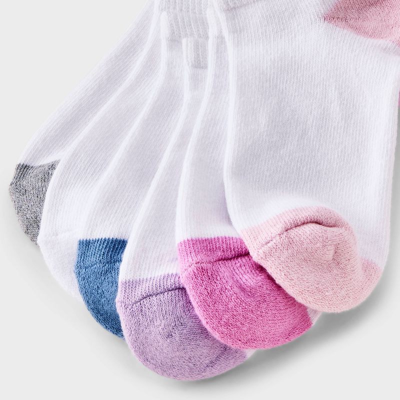 slide 3 of 3, Girls' 10pk Low Socks - Cat & Jack™ White M, 10 ct