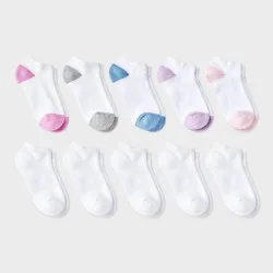 Girls' 10pk Low Socks - Cat & Jack™ White L