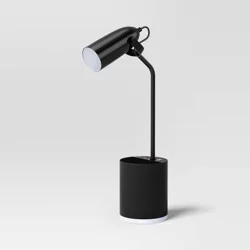 Task Table Lamp with Nightlight Ebony Integrated LED Bulb - Room Essentials™