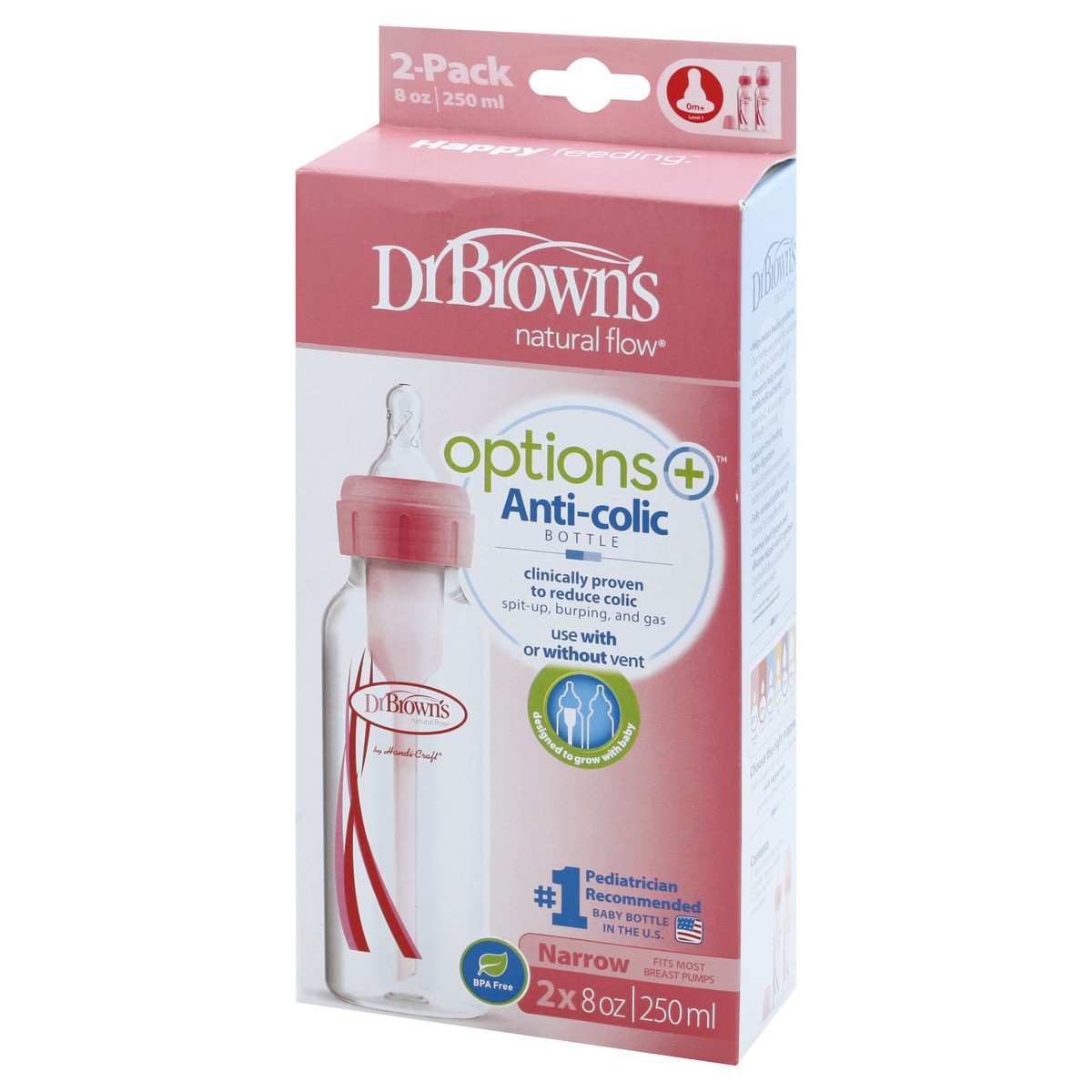 slide 7 of 10, Dr. Brown's Options+ 2 Pack 8 Ounce Anti-Colic Bottle 2 ea, 2 ct