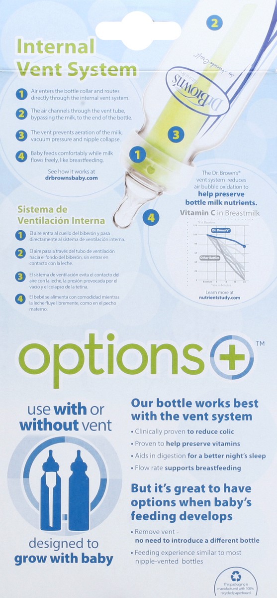 slide 3 of 10, Dr. Brown's Options+ 2 Pack 8 Ounce Anti-Colic Bottle 2 ea, 2 ct